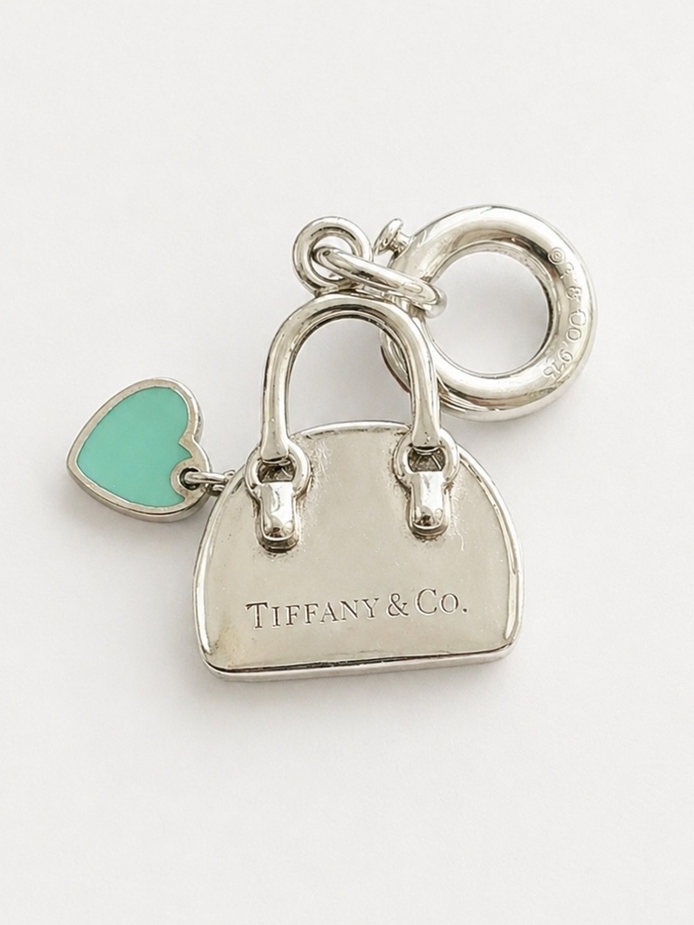Tiffany & Co. Mini Handbag Charm Pendant in Sterling Silver with Blue Heart